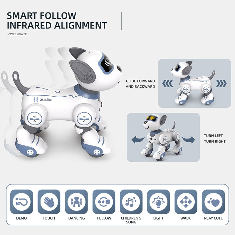 robô eletrônico cão dublê comando de voz